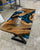 Exotic Jade Blue Epoxy Resin Sandy Beach Look Dining Table Living Room Table Coffee Table Console Table Patio Table Conference Table Bar Counter Table