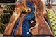 Unique Customized Metallic Blue Resin Table Dining Table Living Room Table Epoxy Table for 2, 4, 6, 8 Wooden Table Side/End Table Patio Table Home Décor Bar Table