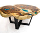 Exotic Round Live Edge Coffee Table with Glowing Resin Living Room Table Dinning Table Home Office Table Center Table Console Table End Table Side Table Home Décor