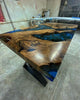 Exotic Jade Blue Epoxy Resin Sandy Beach Look Dining Table Living Room Table Coffee Table Console Table Patio Table Conference Table Bar Counter Table