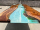 TUZECH Unique Ocean Waves with Shells and Fishes Sky Blue Epoxy Resin Dining Table Console Table Side/End Table Living Room Coastal Table Bar Counter Table Home Décor