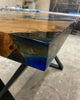 Exotic Jade Blue Epoxy Resin Sandy Beach Look Dining Table Living Room Table Coffee Table Console Table Patio Table Conference Table Bar Counter Table