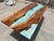 TUZECH Unique Ocean Waves with Shells and Fishes Sky Blue Epoxy Resin Dining Table Console Table Side/End Table Living Room Coastal Table Bar Counter Table Home Décor