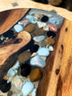Personalized Round Clear Epoxy Resin with Blue Pebbles Ocean Look Coffee Table Patio Table Console Table Side Table Centre Table Living Room Table