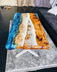 TUZECH Unique Epoxy Resin Coffee Table Glow Ocean Dining Table Living Room Table Stones and Sea Wave Look Table for 2, 4, 6, 8 Conference Table Patio Table Home Decor