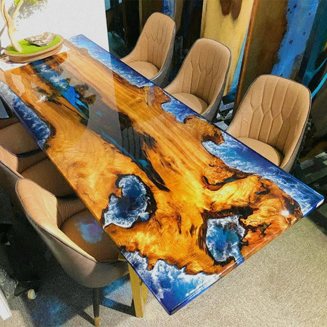 Personalized LARGE EPOXY TABLE, Resin Dining Table For 2 , 4 , 6, 8 ...