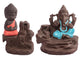 Tuzech Handicraft Ceramic Buddha & Ganesha Smoke Fountain Backflow Incense Holder Home Decor Buddha & Ganesha Statue Gifts Showpieces Multicolor (Set of 2)-Tuzech store