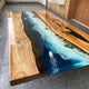 Epoxy Resin Artistic Handmade Ocean Island Beach Art Solid Wood Coffee/Dining Tables for Living/Dining Rooms