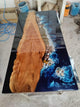 Customized epoxy Resin Solid Wood Opaque Table, Dining Table, Living Room Table, Wooden Epoxy Coffee Table, Side Table Ocean Style