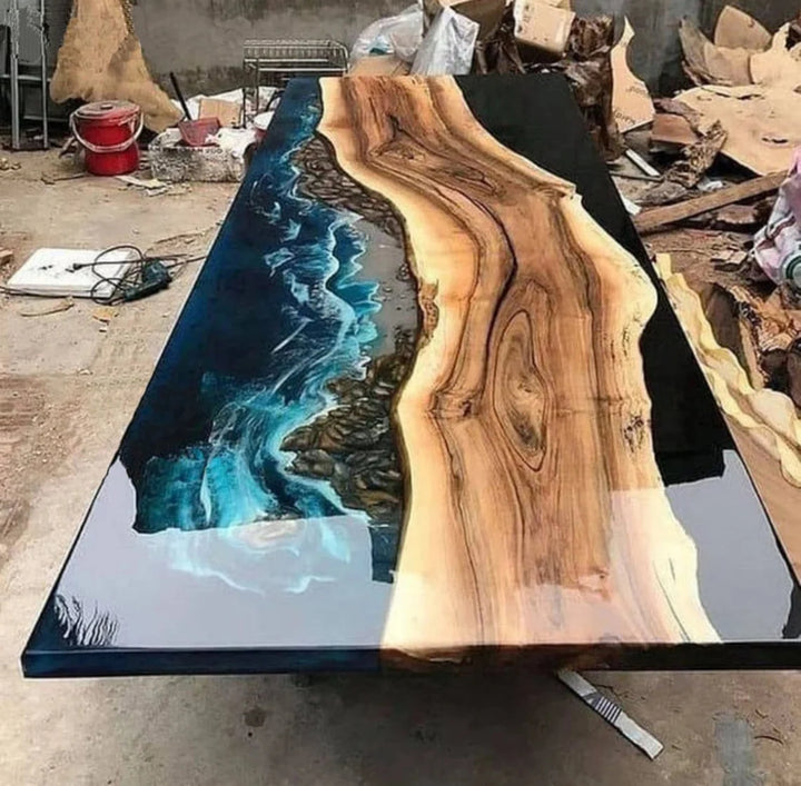 Ocean Table Epoxy Dining Table Resin Coffee Table River Table Living Room Table for 2, 4, 6, 8 Epoxy Table Top Patio Table Home Décor End Table