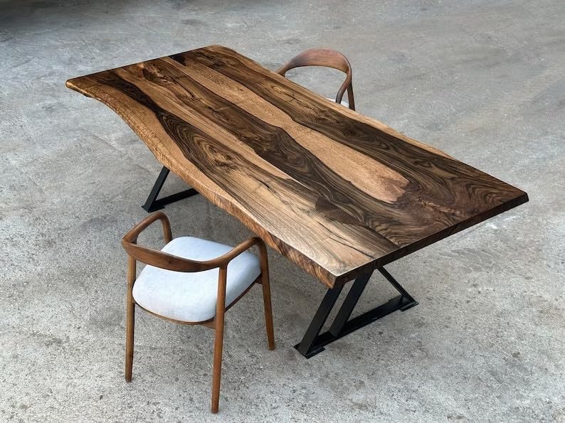 Classic Wooden Live Edge Table Top Solid Wood Dining Table Rustic Living Room Table Epoxy Table Bar Counter Resin River Table Home Décor Conference Table