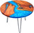 epoxy Resin Solid Wood Coffee Table, Round Shape 24 inches Diameter