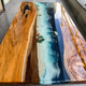 Epoxy Resin Artistic Handmade Ocean Island Beach Art Solid Wood Coffee/Dining Tables for Living/Dining Rooms