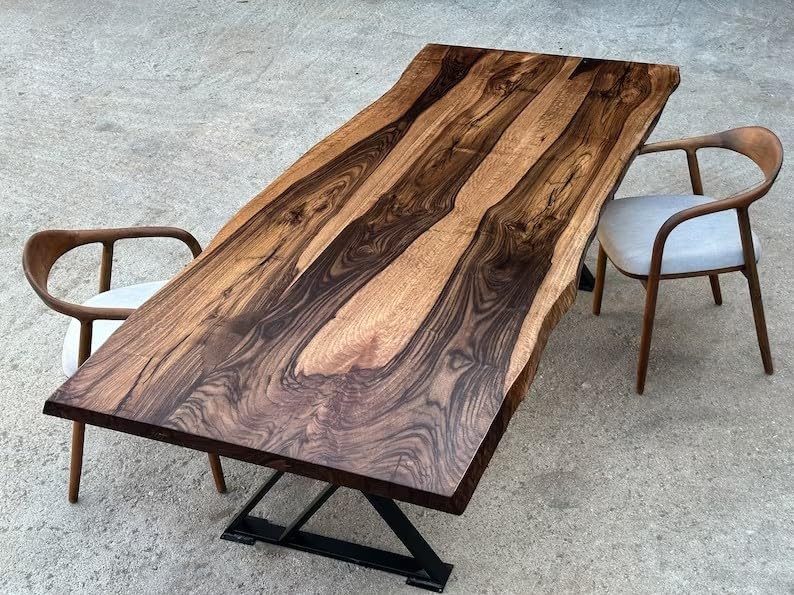 Classic Wooden Live Edge Table Top Solid Wood Dining Table Rustic Living Room Table Epoxy Table Bar Counter Resin River Table Home Décor Conference Table