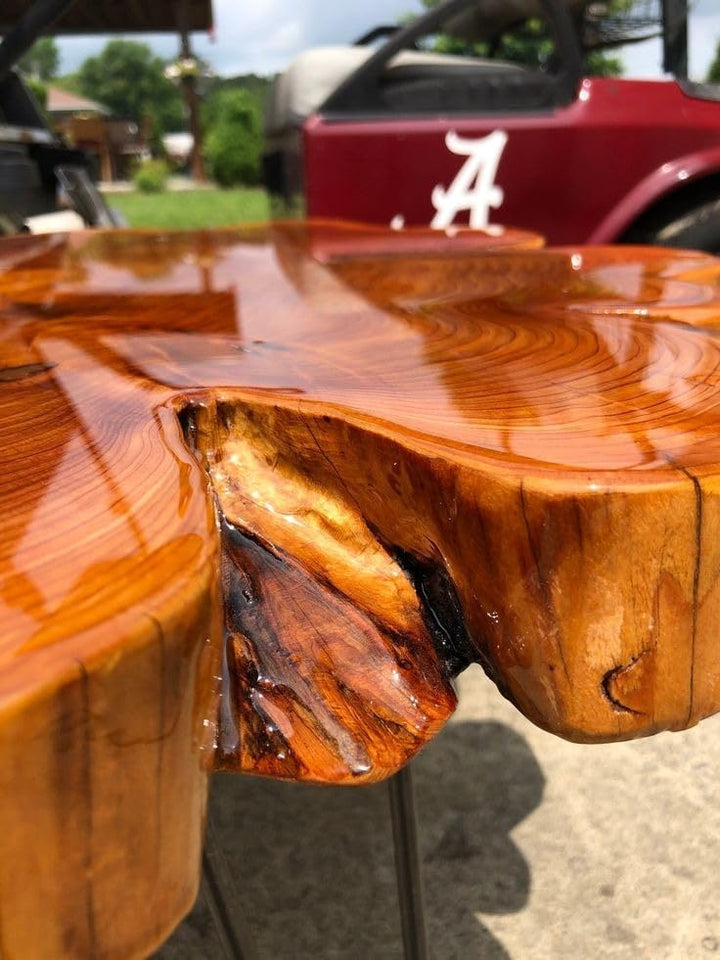 Rustic Round Wooden Live Edge Table with Blue Resin Coffee Table End/Side Table Centre Table Patio Table Console Table Home Office Table Living Room Table