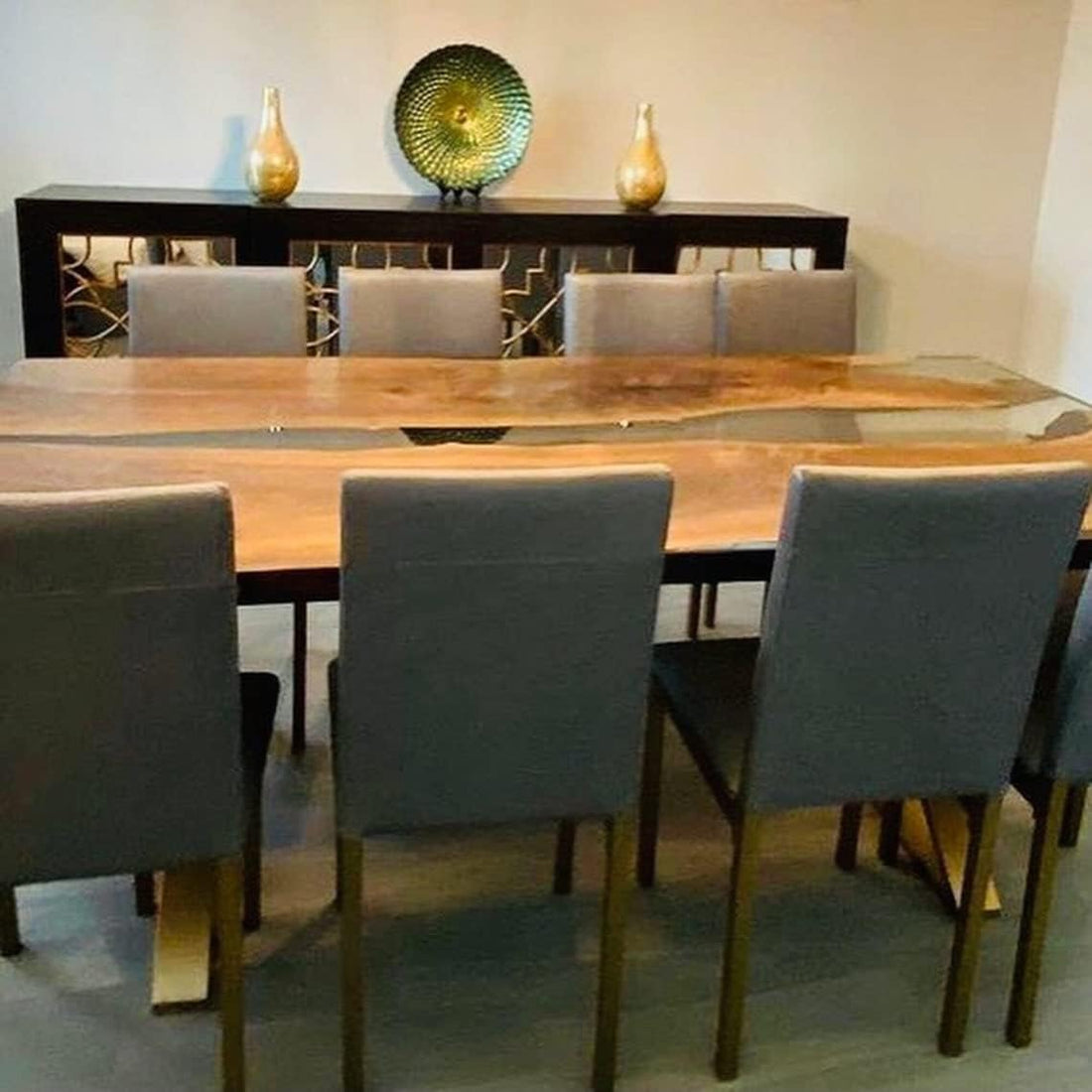 TUZECH Epoxy Table Top Fully Customized Thick Resin River Table Indoor Outdoor Wooden Dining Table Living Room