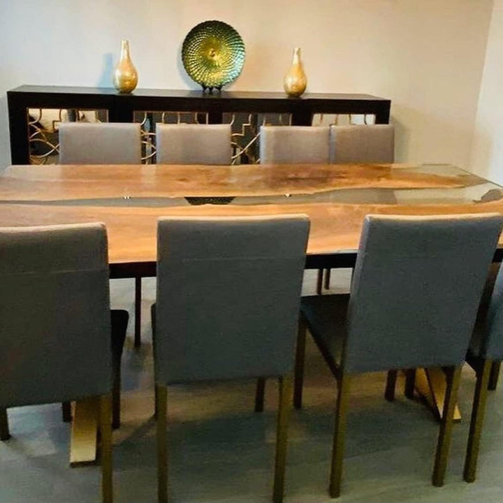 TUZECH Epoxy Table Top Fully Customized Thick Resin River Table Indoor Outdoor Wooden Dining Table Living Room