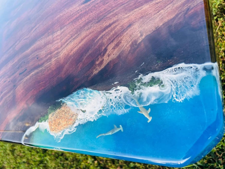 Aquatic Island Waterfall Epoxy Resin Table with Rock and Stone Dining Table Living Room Table Coffee Table Center Table Console Table Side/End Table Patio Table