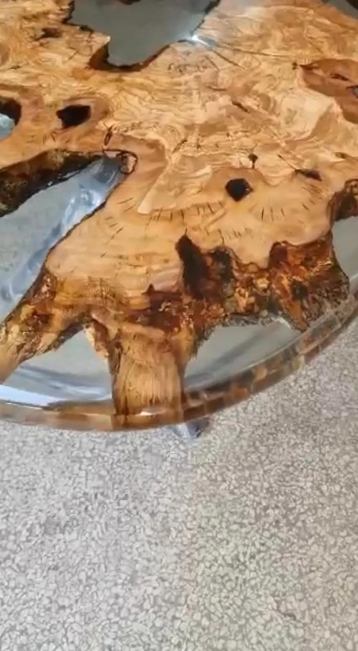Glossy Crystal Clear Transparent Epoxy Resin Dining Table Living Room Table Coffee Table Console Table Patio Table Central Table End Table Side Table Home Décor
