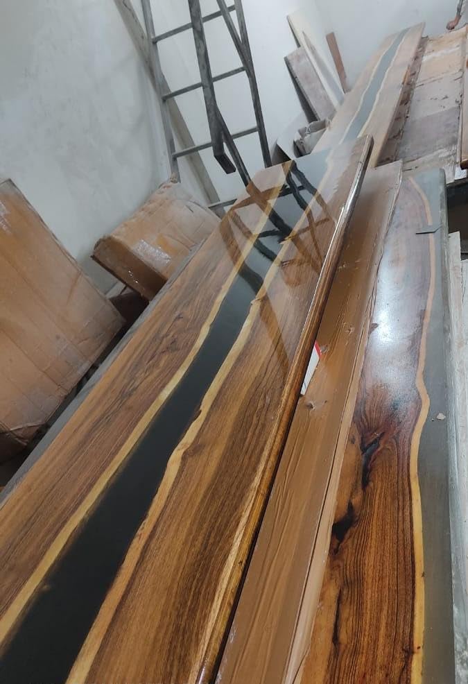 TUZECH Customized Obsidian Black Epoxy Resin Table Coffee Table Conference Table Kitchen Table End/Side Table Patio Table Console Table Coastal Table Home Décor