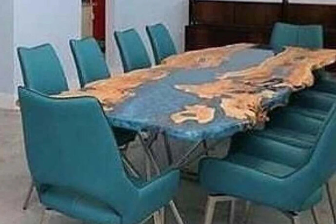 Large Indoor Blue Epoxy Dining Table Resin River Coffee Table Living Room for 2, 4, 6, 8 Table Epoxy Table Top Patio Table Home Décor Bar Counter