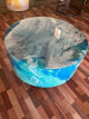 TUZECH Natural Multi Resin Grey Epoxy with Blue Ocean Feel Look Table Coastal Table Top Dining Table Coffee Table Side/End Table Home Décor. Size 31.5 by 31.5 Inches with Legs 12" Inches