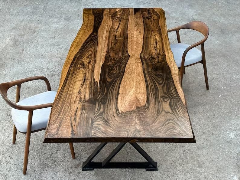 Classic Wooden Live Edge Table Top Solid Wood Dining Table Rustic Living Room Table Epoxy Table Bar Counter Resin River Table Home Décor Conference Table