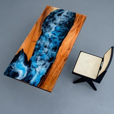 Unique Attractive Navy Blue Ocean Deep Turbulent Flow Epoxy Dining Table Resin Table Coastal Table Dining Table Coffee Table Side/End Table Patio Table Home Décor