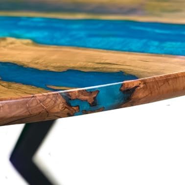 Custom Made Resin Round Table Top, Blue Ocean Multi River Look, Coffee Table, Resin Table, Luxury Table, Walnut Table, Wooden Resin Table