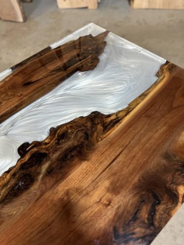 TUZECH Customized White Clear Metallic Epoxy Walnut Coffee Table Dining Table Conference Table Living Room Table Kitchen Table Patio Table Side Table Home Decor