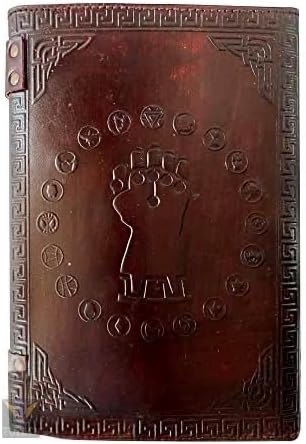 TUZECH Handmade Avengers Vintage Leather Journal With Stones Book Of Shadows/Art Sketchbook/Seven Chakra / & Travel lock Key Diary Large For Women & Men Gift 10 Inches