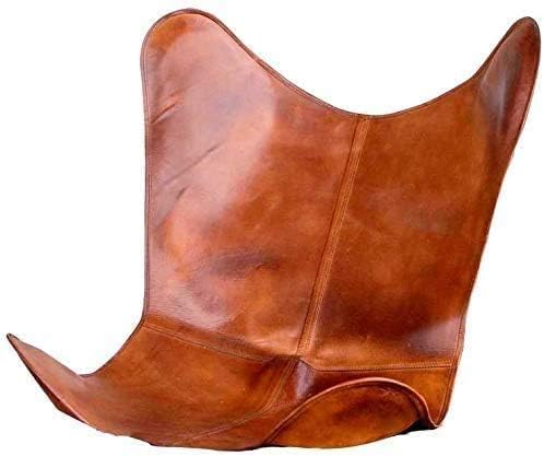 TUZECH Vintage Classic Handmade Leather arm Chair Star Butterfly Genuine Leather Chair Home Décor