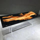 Natural Fire Like Wood and Dark Black Epoxy Resin Table Dining Table Coffee Table End Table Wooden Table Living Room Table Bar Counter Home Décor Side Table top