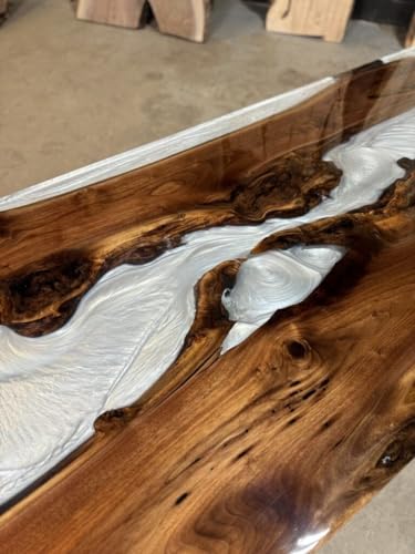 TUZECH Customized White Clear Metallic Epoxy Walnut Coffee Table Dining Table Conference Table Living Room Table Kitchen Table Patio Table Side Table Home Decor