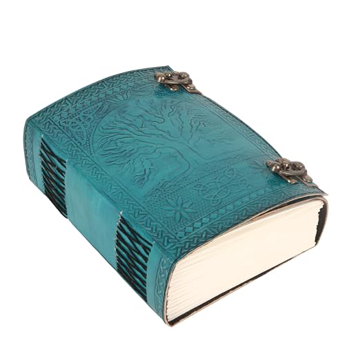 TUZECH 600 Pages Handmade Large Leather Journal Diary Embossed Tree of Life Book Of Shadows Hocus Pocus Notebook Writing Seven Chakra Grimoire Sketchbook 7 x 10 Leather Bound