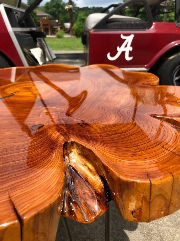 Rustic Round Wooden Live Edge Table with Blue Resin Coffee Table End/Side Table Centre Table Patio Table Console Table Home Office Table Living Room Table