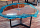 TUZECH Customized Resin Round Table Top, Blue River Look Epoxy Resin, Coffee Table Design, Resin Table, Luxury Décor, Walnut Table, Wooden Resin Table