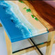 Epoxy Resin Artistic Handmade Ocean Island Beach Art Solid Wooden customize Coffee/Dining Tables for Living/Dining Rooms