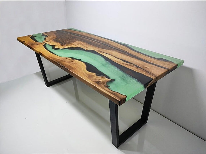 Beautiful Celadon Green Epoxy Resin Dining Table Conference Table Patio Table Coastal Table Coffee Table Living Room Table Bar Counter Table End/Side Table