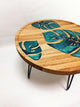 TUZECH Unique Leaf Pattern Epoxy Round Resin Coffee Table Acacia Wood Table Living Room for 2, 4, 6, 8 Side/End Table Patio Table Bar Counter Home Decor