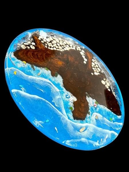 Shoreline Bliss Coastal Resin Look Epoxy Round Coffee Table Center Table Dining Room Table Living Room Table Patio Table Office Table Bar Table Conference Room Table