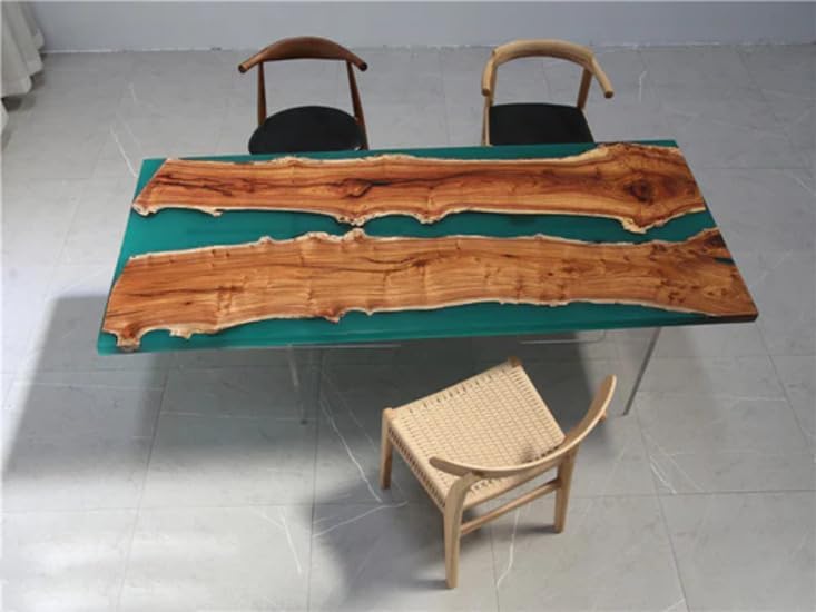 Customized Large Epoxy Table, Green Epoxy with Live Edge Wood, Resin Dining Table for 2, 4, 6, 8, Epoxy Coffee Table, Living Room Table, Home décor