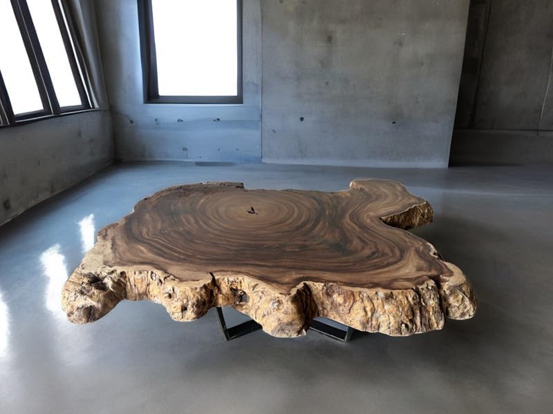 TUZECH Natural Classic Acacia Wood Round Coffee Table Wooden Table Side/End Table Living Room Table for 2, 4, 6, 8 Resin Console Table Epoxy Table Patio Table Home Decor