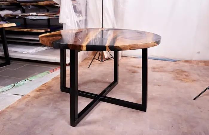 Custom Made Round with Classic Black Epoxy Table Dining Table Coffee Table End Table Bar Counter Top Living Room Table Wall Art Wooden Table