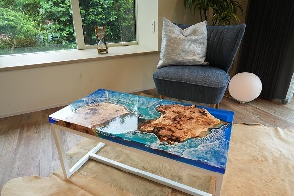 Blue Ocean Feel Table Epoxy Dining Table Resin Coffee Table Ocean Table Living Room Table Epoxy Table Top Bar Counter Home Décor Side Table Top