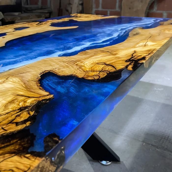 TUZECH Large Indoor River Table Epoxy Dining Table Resin Coffee Table Ocean Table Living Room for 2, 4, 6, 8 Table Epoxy Table Top Patio Table Counter Table Wall Art
