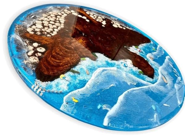 Shoreline Bliss Coastal Resin Look Epoxy Round Coffee Table Center Table Dining Room Table Living Room Table Patio Table Office Table Bar Table Conference Room Table