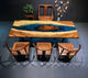 Custom Made Wood Island with Dark Blue River Epoxy Resin Dining Table Coffee Table End Table Wooden Table Living Room Table Bar Counter Home Décor Side Table top