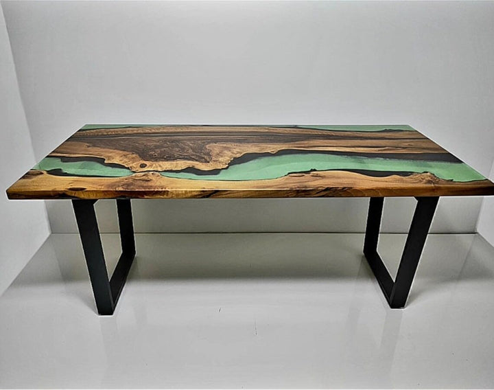 Beautiful Celadon Green Epoxy Resin Dining Table Conference Table Patio Table Coastal Table Coffee Table Living Room Table Bar Counter Table End/Side Table