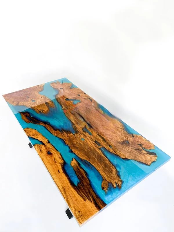Classic Clear Blue Ocean Look Epoxy Resin Dining Table Coffee Table End Table Wooden Table Living Room Table Bar Counter Home Décor Side Table Top